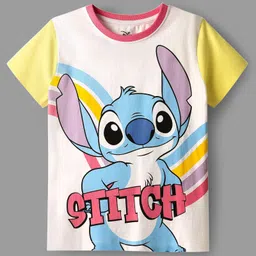 OLLINGTON ST. Disney Single Jersey Half Sleeves T-Shirts & Skirt Set & Belt with Lilo N Stitch Graphics and Belt - Light Blue & White image 3