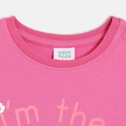 MINI KLUB Cotton Knit Full Sleeves I M The Future Text Printed Sweatshirt - Majenta image 4