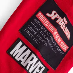 Pine Kids Marvel Terry Knit Full Sleeves Hooded Sweatjacket With Spider-Man Graphics & Badge Detailing - Red image 3