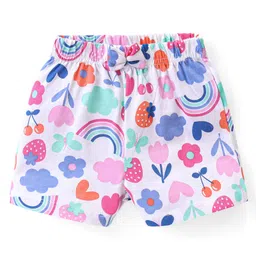 Babyhug Cotton Knit Shorts with Strawberry & Floral Print Bow Applique Pack of 3 -  Multicolour image 4