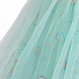 Babyhug Woven Frill Sleeves Dress With Sequins  Detailing & Bow Applique - Mint image 5