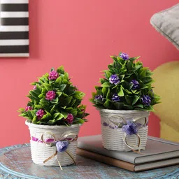 FOLIYAJ Set of 2 Multicoloured Artifical Plants With Pot image 1