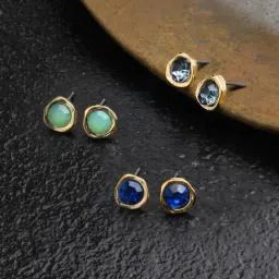 Accessorize London Molten Stud Earrings for Women - Set of 3-picture-37