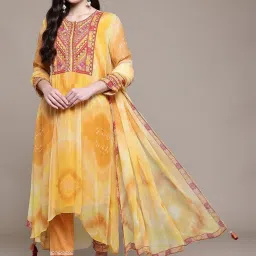 AARKE RITU KUMAR Yellow Mirage Hue Kurta With Pant And Dupatta image 1