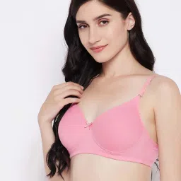 Clovia Pink Half Coverage Padded Wireless T-Shirt Bra image 4