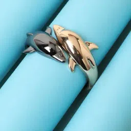 Sohi Women's Contrast Whale Bracelet - Dark Silver & Gold-image-67