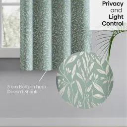 Haus & Kinder Firozi Polyester Floral Silver Willow Eyelets 5 ft Window Curtain - Set of 2 image 4