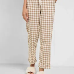 Dreamz By Pantaloons Beige Cotton Comfort Fit Checks Pyjamas image 1