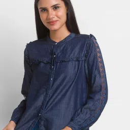 Spykar Blue Regular Fit Shirt image 1