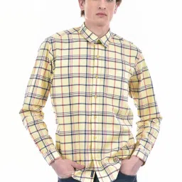 Numero Uno Yellow Regular Fit Checks Shirt image 1