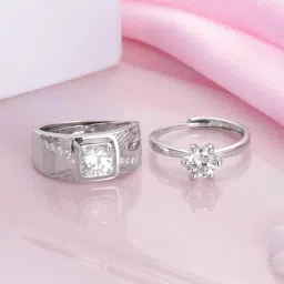 Zavya 925 Silver Eternal Unity Rhodium-Plated Adjustable Ring for Unisex image 1