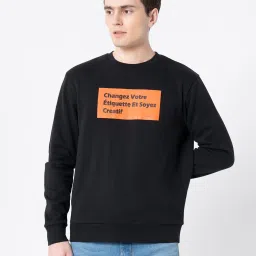 Red Tape Black Regular Fit Graphic Sweatshirt image 1