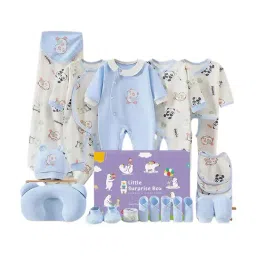 Little Surprise Box Kids Blue & White Cotton Printed Baby Hamper Gift Set-picture-40