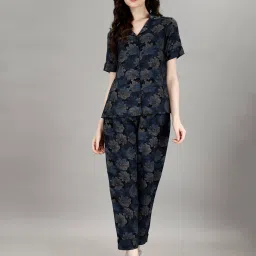 Smarty Pants Blue Floral Print Shirt With Pyjamas image 1