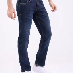 Spykar Dark Blue Cotton Regular Fit Jeans image 4