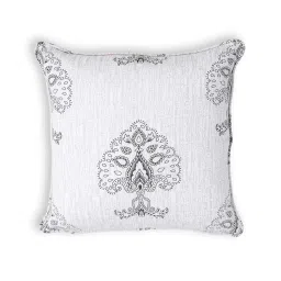 Swayam White & Grey Cotton 200 TC Cushion Covers - Set of 2 image 2