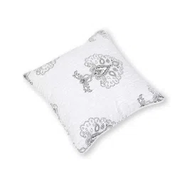 Swayam White & Grey Cotton 200 TC Cushion Covers - Set of 2 image 3