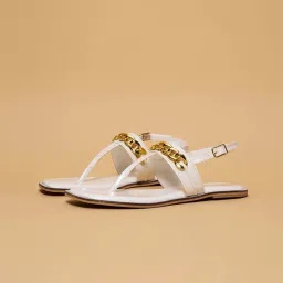 Eridani Women's Vanilla White Back Strap Sandals image 1