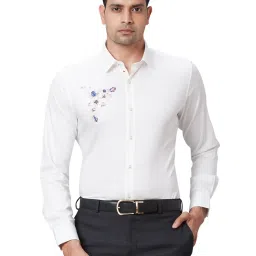 Raymond White Slim Fit Printed Shirt image 1