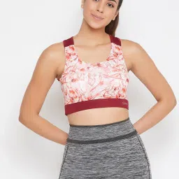 Clovia Maroon & White Non Wired Padded Sports Bra image 1