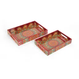 Home4U Beige Aluminium Serving Tray Set image 1