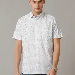 Cavallo By Linen Club Blue Linen Contemporary Fit Printed Shirt-picture-34