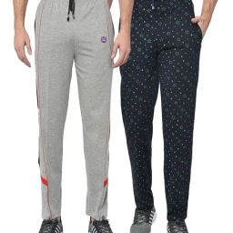 Vimal Jonney Grey & Navy Regular Fit Trackpants - Pack of 2-image-82