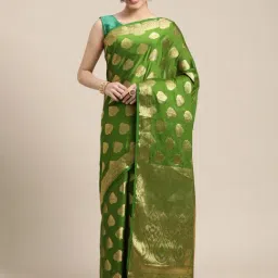 Mimosa Green Woven Saree With Unstitched Blouse-picture-31
