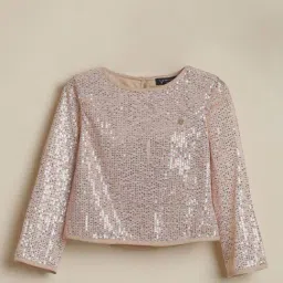 Allen Solly Girls Beige Regular Fit Embellished Top-image-73