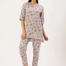 Clt.S Blue Cotton Regular Fit Printed Pyjamas Set image 1