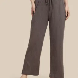 TWIN BIRDS Grey Cotton Textured Lounge Pants image 1