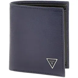 GUESS Dark Blue Textured Leather Bi-Fold Wallet image 1