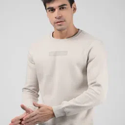 Numero Uno Beige Regular Fit Logo Printed Sweatshirt image 3