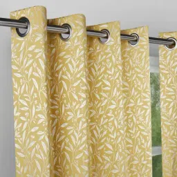 Haus & Kinder Lemon Polyester Floral Lemon Vine weave Eyelets 5 ft Window Curtain - Set of 2 image 2