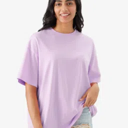 The Souled Store Lavender Relaxed Fit Oversized T-Shirt image 1