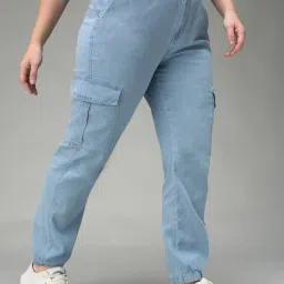 Miss Chase A+ Blue Regular Fit Cargo Jeans image 1