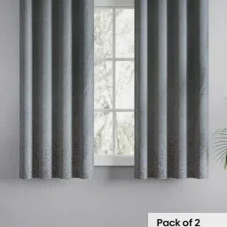 Haus & Kinder Powder Blue Polyester Abstract Misty Fern Eyelets 5 ft Window Curtain - Set of 2 image 3