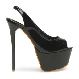 Flat N Heels Women's Black Sling Back Stilettos image 1