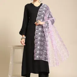 Saadgi Purple Embroidered Dupatta image 1