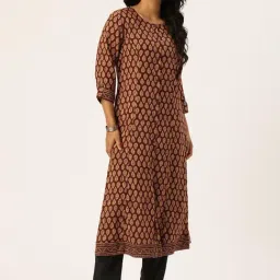 AMUKTI Maroon Butti Printed Kurta-image-0