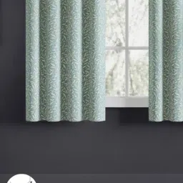 Haus & Kinder Firozi Polyester Floral Silver Willow Eyelets 5 ft Window Curtain - Set of 2 image 5