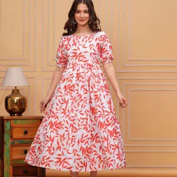 Twirl Tales Floral Print Puff Sleeve A-Line Midi Dress-picture-10
