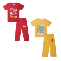 Vimal Jonney Kids Red & Yellow Printed T-Shirt Set image 1