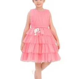 Tiny Girl Peach Barbie Printed Dress image 2