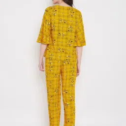 Clovia Yellow Printed T-Shirt With Pyjamas image 2