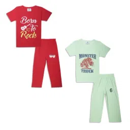 Vimal Jonney Kids Red & Mint Green Printed T-Shirt Set-picture-13