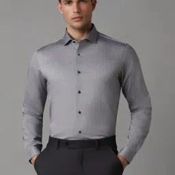Louis Philippe Grey Cotton Slim Fit Printed Shirt image 1