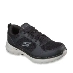 Skechers Men's GO WALK 6 - COMPETE Black Grey Walking Shoes image 2