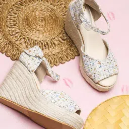 The White Pole Women's White Ankle Strap Wedges-picture-23