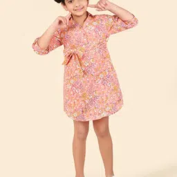 Fabindia Kids Pink Printed Dress-image-23